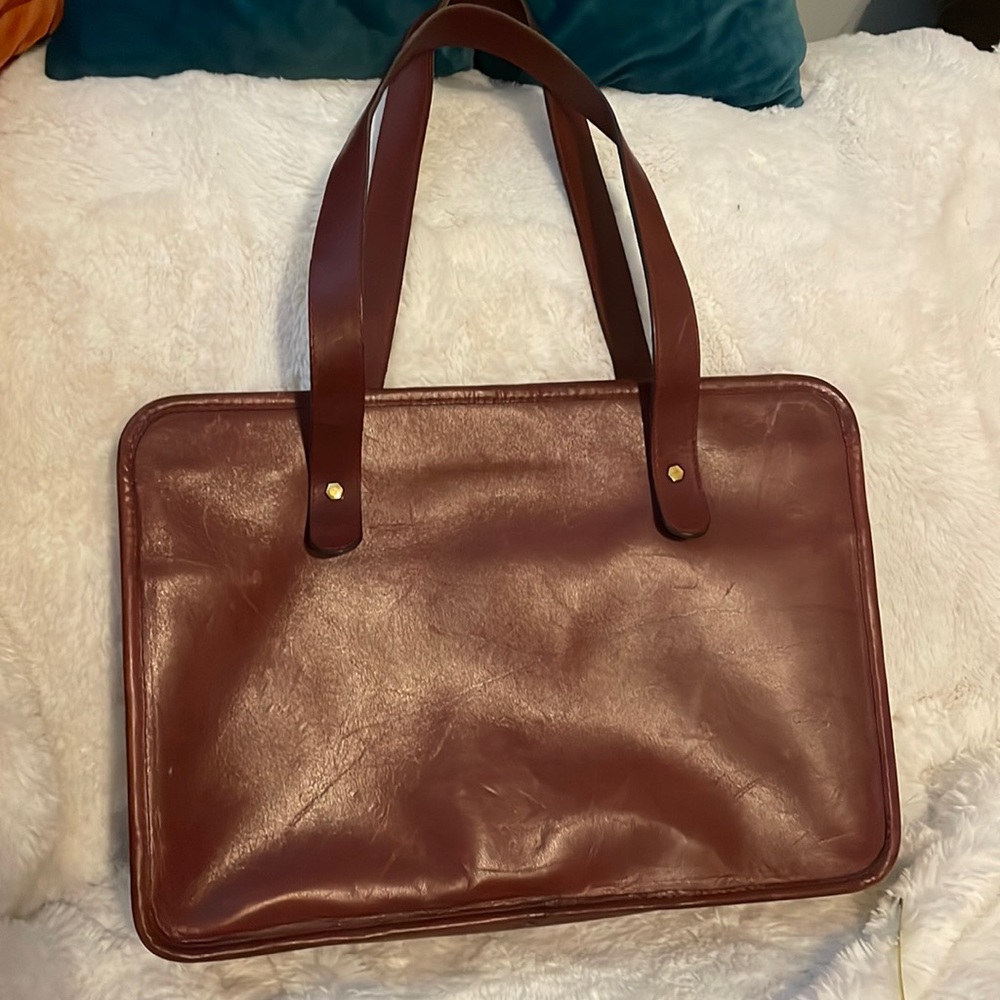 Vintage Michael Green Brown Leather Briefcase/Computer Bag